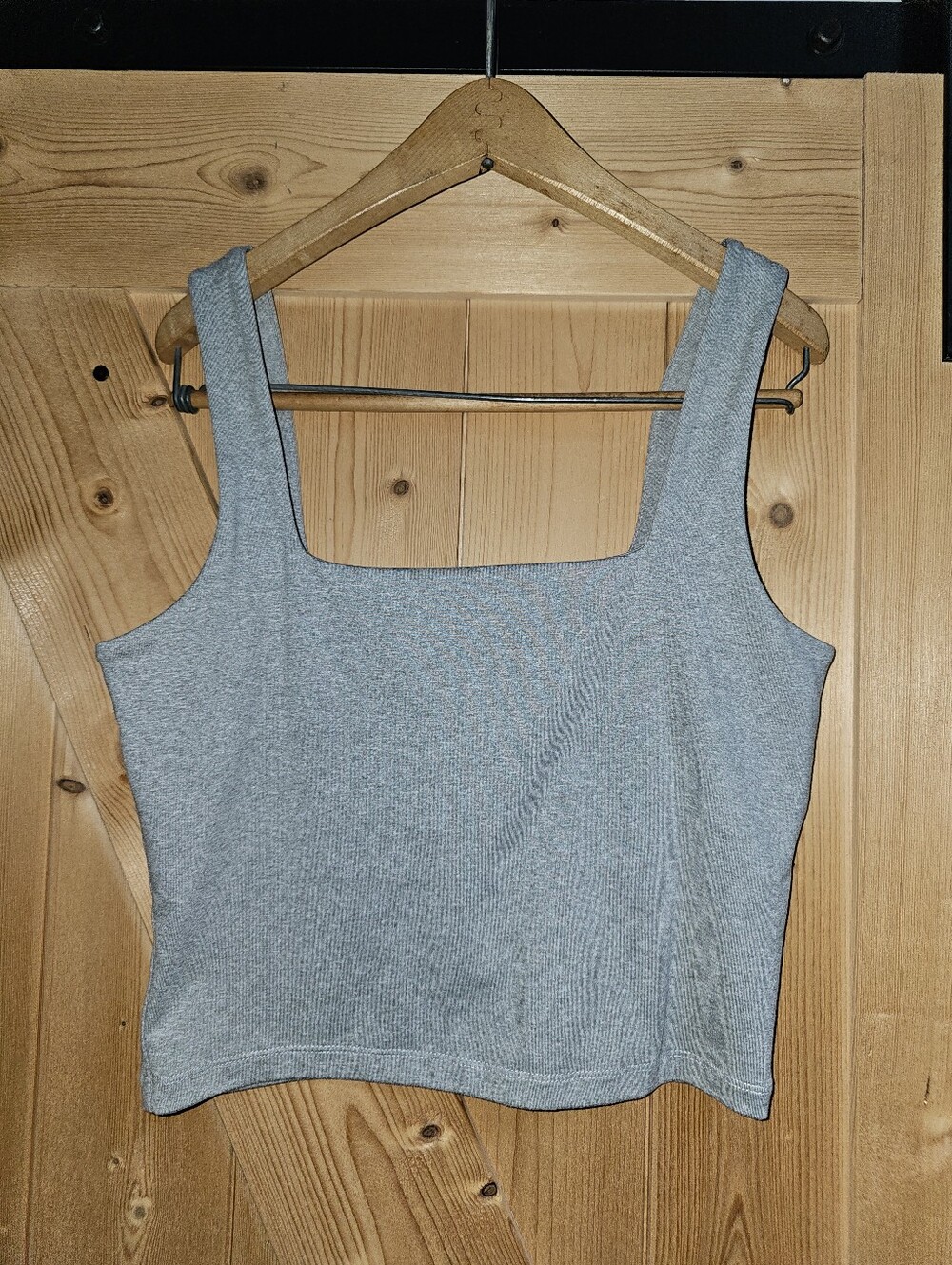Hollister Gray Ribbed Square-Neck Tank - Women's